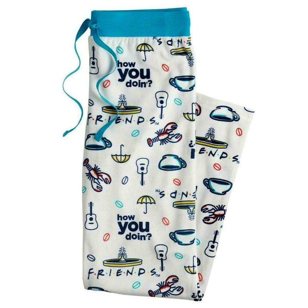 FRIENDS Central Perk Cozy Soft Fleece Pajama Lounge Pants Turquoise Blue XXL - Picture 2 of 5